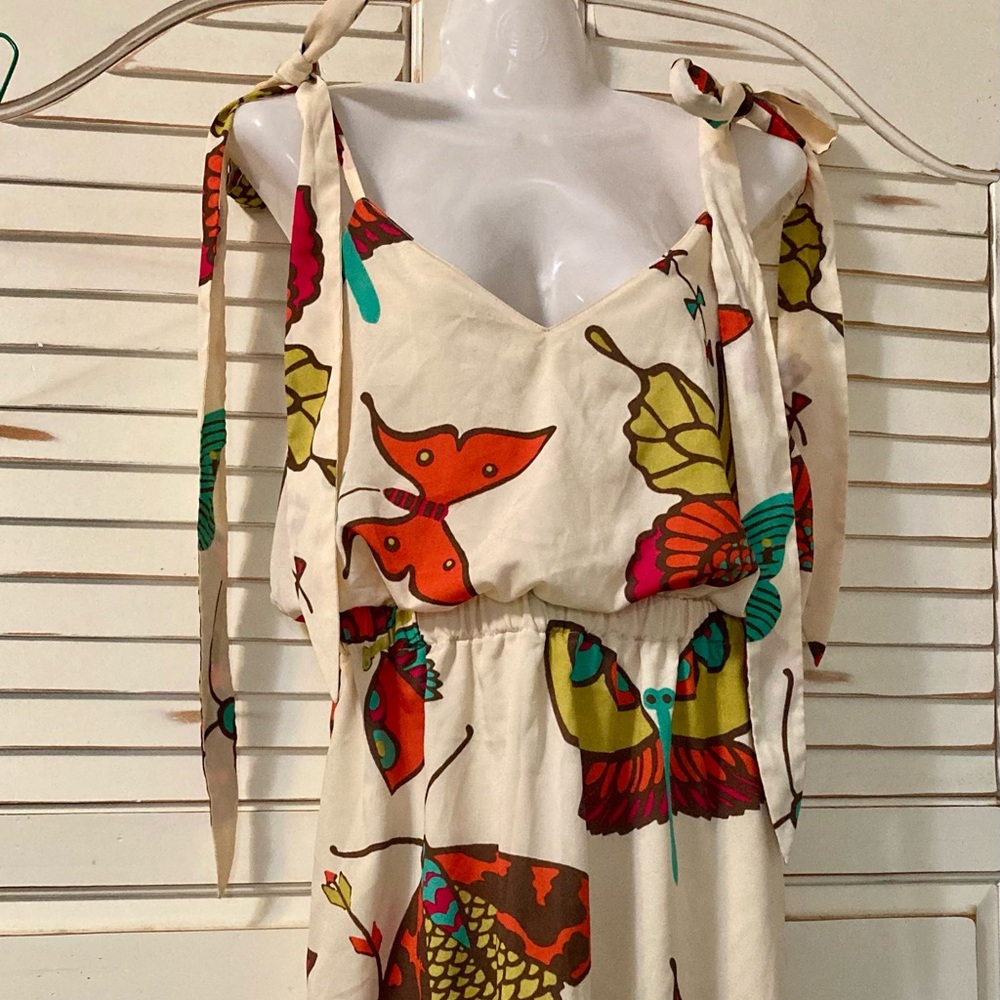 Judith March Butterfly Camisole Cream and Blue Dress